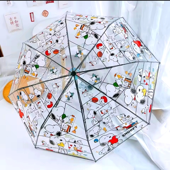Snoopy Accessories - Snoopy Clear Umbrella with Cute Fun Adorable Unique Multicolored Cartoon Print